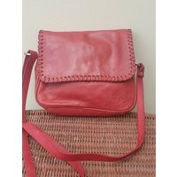 Red Leather Cross Body Messenger Bag From Gigi. Woven Leather Edging. Soft Red Satchel Shoulder Bag | Etsy (UK)