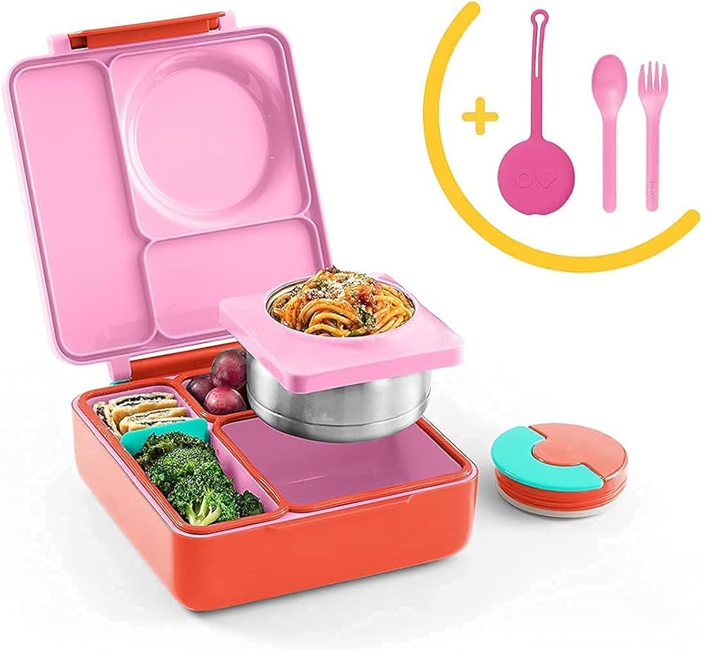 OmieBox Deluxe Bundle Set - Insulated Bento Lunch Box With Thermos PLUS Reusable Fork and Spoon w... | Amazon (US)