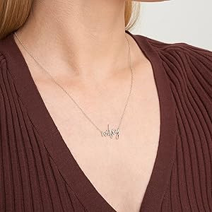 Morgan & Paige Dainty Statement Necklace for Women, Sterling Silver Pendant with Cursive Letters,... | Amazon (US)