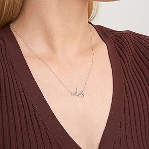 Morgan & Paige Dainty Statement Necklace for Women, Sterling Silver Pendant with Cursive Letters,... | Amazon (US)