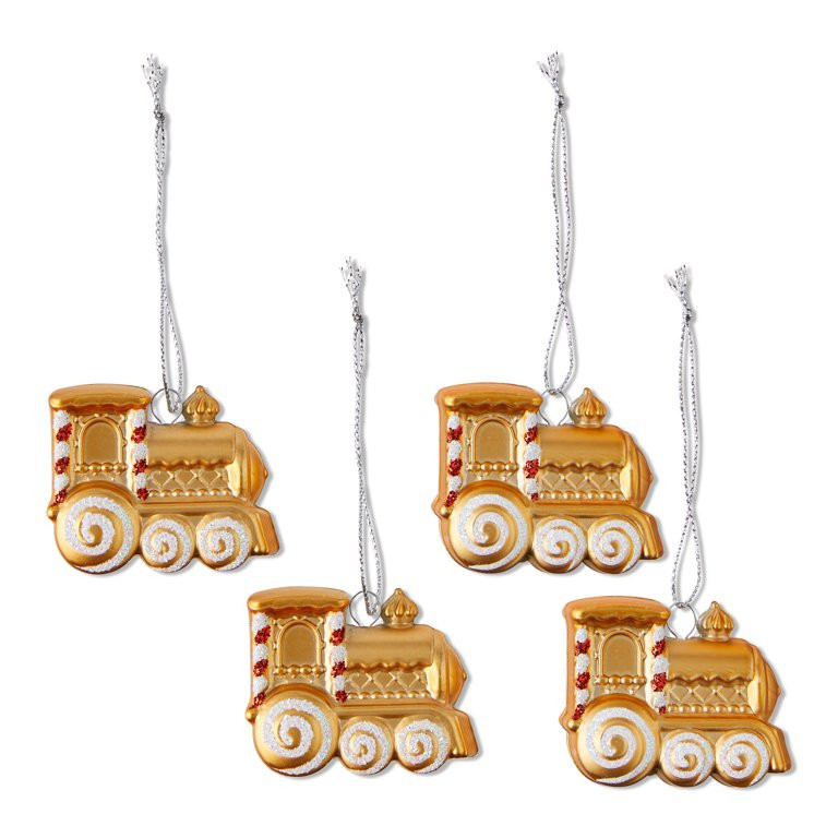 Red/Gold/White Mini Gingerbread Train Christmas Ornaments, 4 Count, by Holiday Time | Walmart (US)