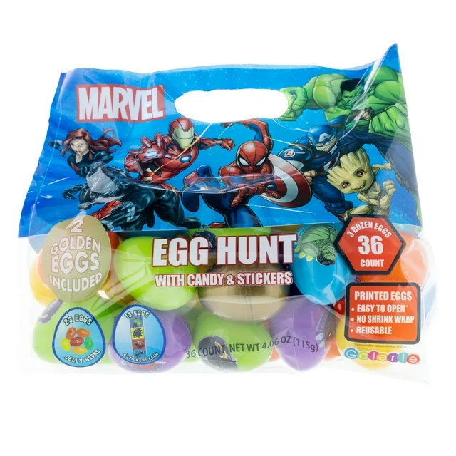 Galerie Marvel Mix 36 Count Egg Hunt Bag with Jellybeans and Stickers, 4.06 oz - Walmart.com | Walmart (US)