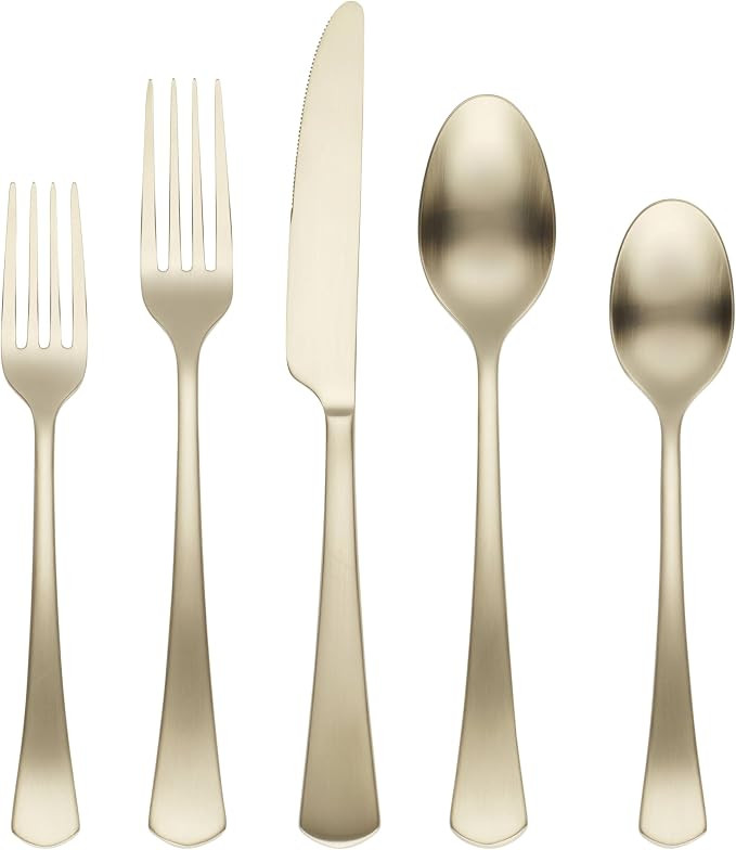 Cambridge Morgan Champagne Satin 20-Piece Silverware Set for 4, Flatware | champagne, dishwasher ... | Amazon (US)