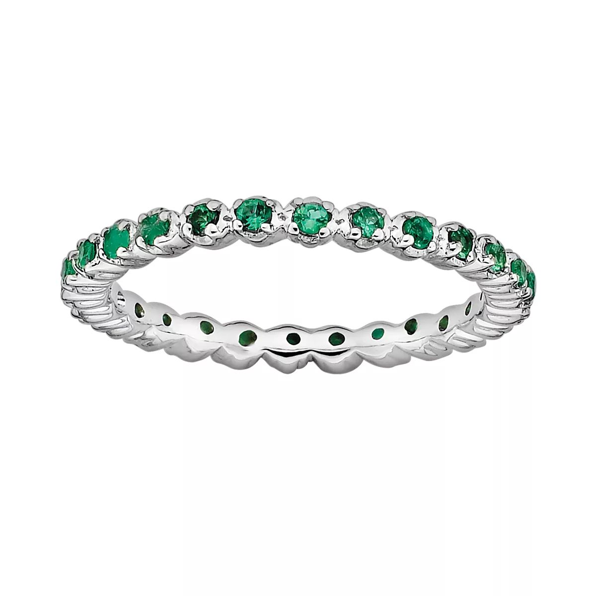 Stacks & Stones Sterling Silver Lab-Created Emerald Stack Ring | Kohl's