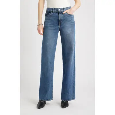 Nordstrom High Waist Wide Leg Jeans in Mercer Wash at Nordstrom, Size 24 | Nordstrom