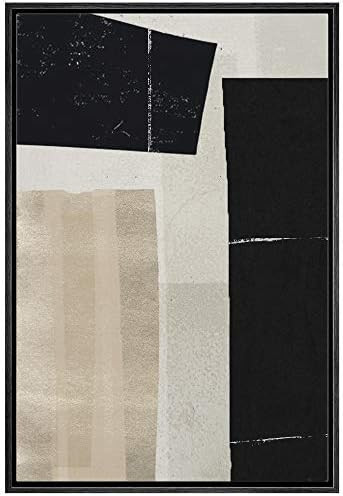 IDEA4WALL Framed Canvas Print Wall Art Black, White & Beige Color Blocks Abstract Shapes Illustra... | Amazon (US)