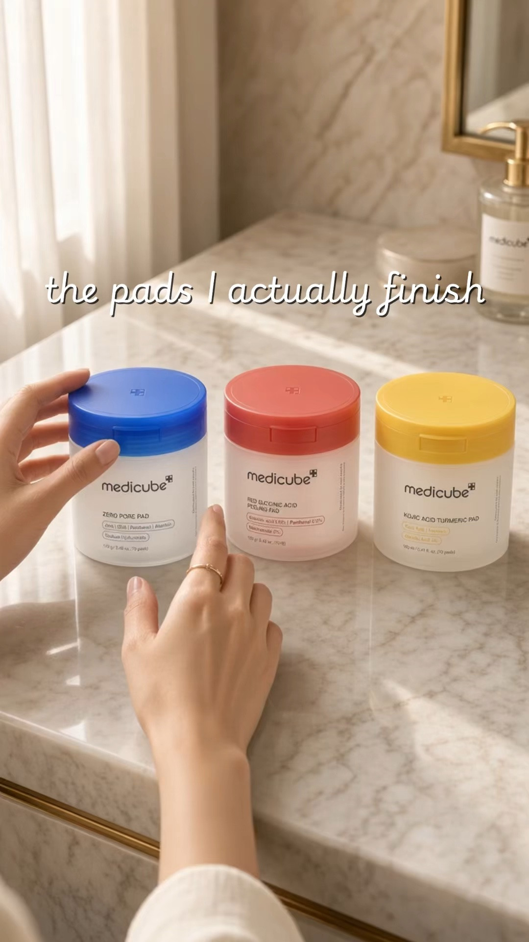 Medicube — the mix & match pads I actually finish. blue for pores, red after a spot, gold for glow. dual texture — embossed then silky

💙❤️💛my daily routine

#LTKgrwm #LTKOver40 #LTKselfcare