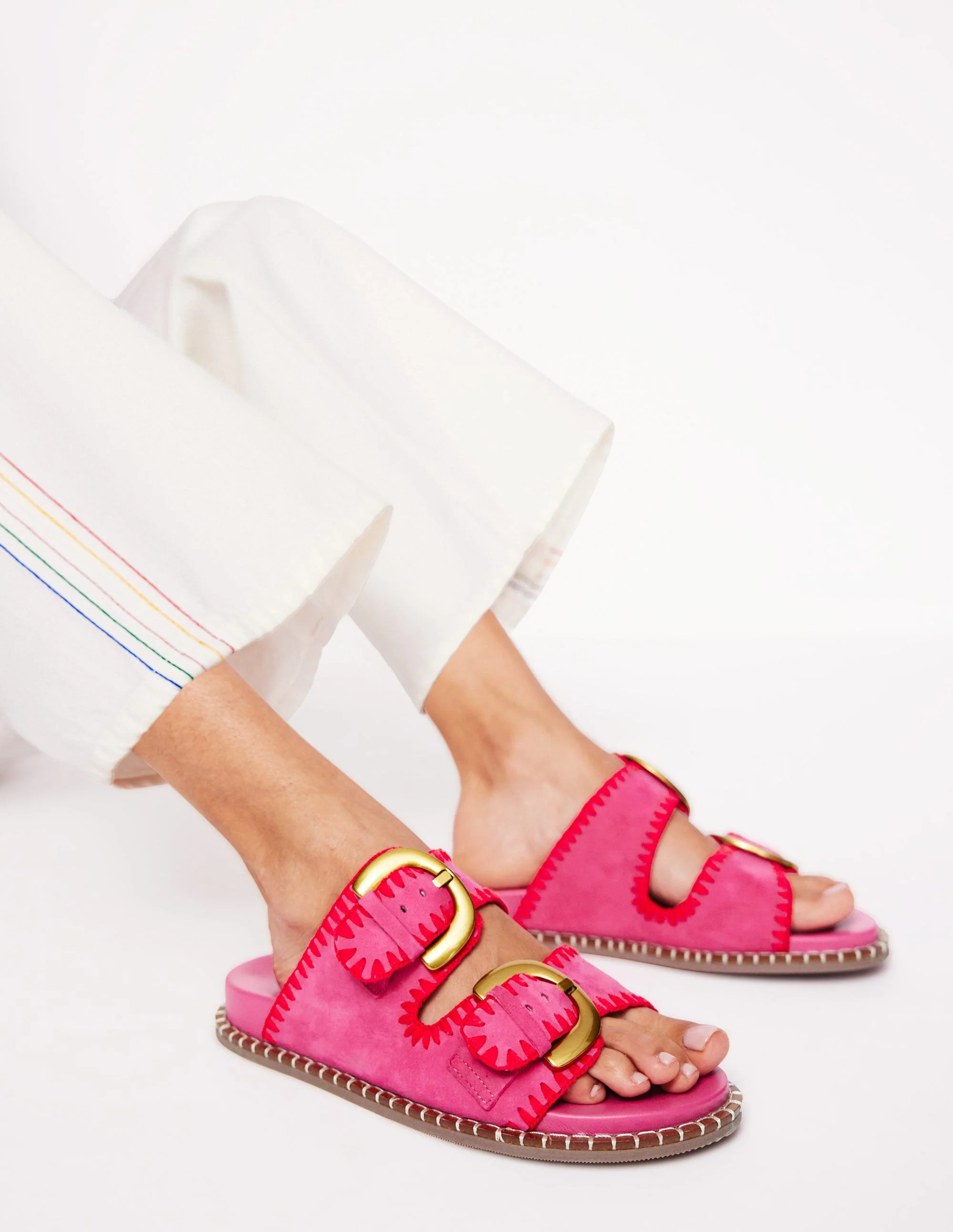 Alberta Footbed Sandal-Festival Pink/Post Box Red | Boden (US)