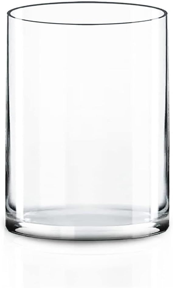 CYS EXCEL Cylinder Clear Glass Vase (H:8" D:6") | Multiple Size Choices Glass Flower Vase Centerp... | Amazon (US)