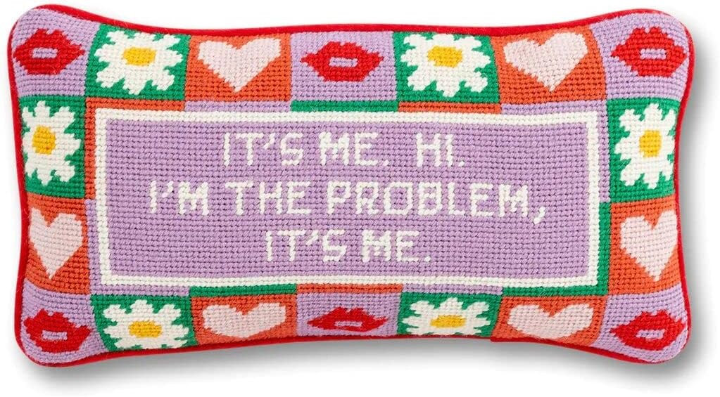 FURBISH Needlepoint Decorative Throw Pillow, Song Lyrics, Small Embroidered Accent Pillow for Bed... | Amazon (US)