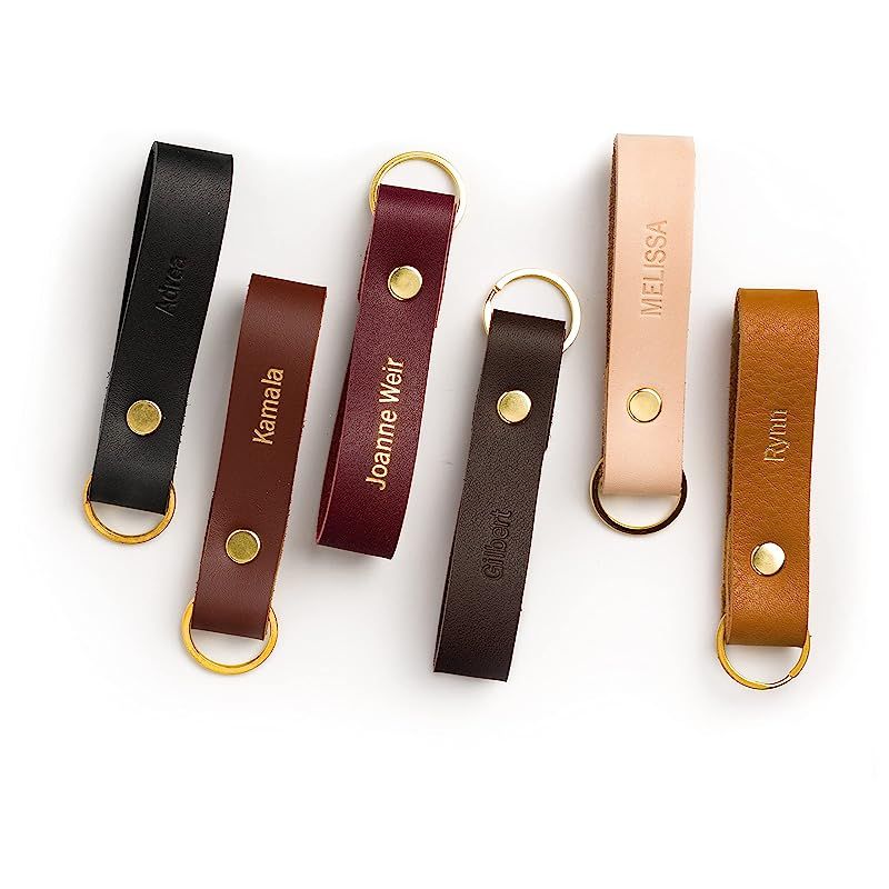 KEYAIIRA - Personalized Leather Loop Keychain - real leather custom key ring monogrammed gifts fo... | Amazon (US)