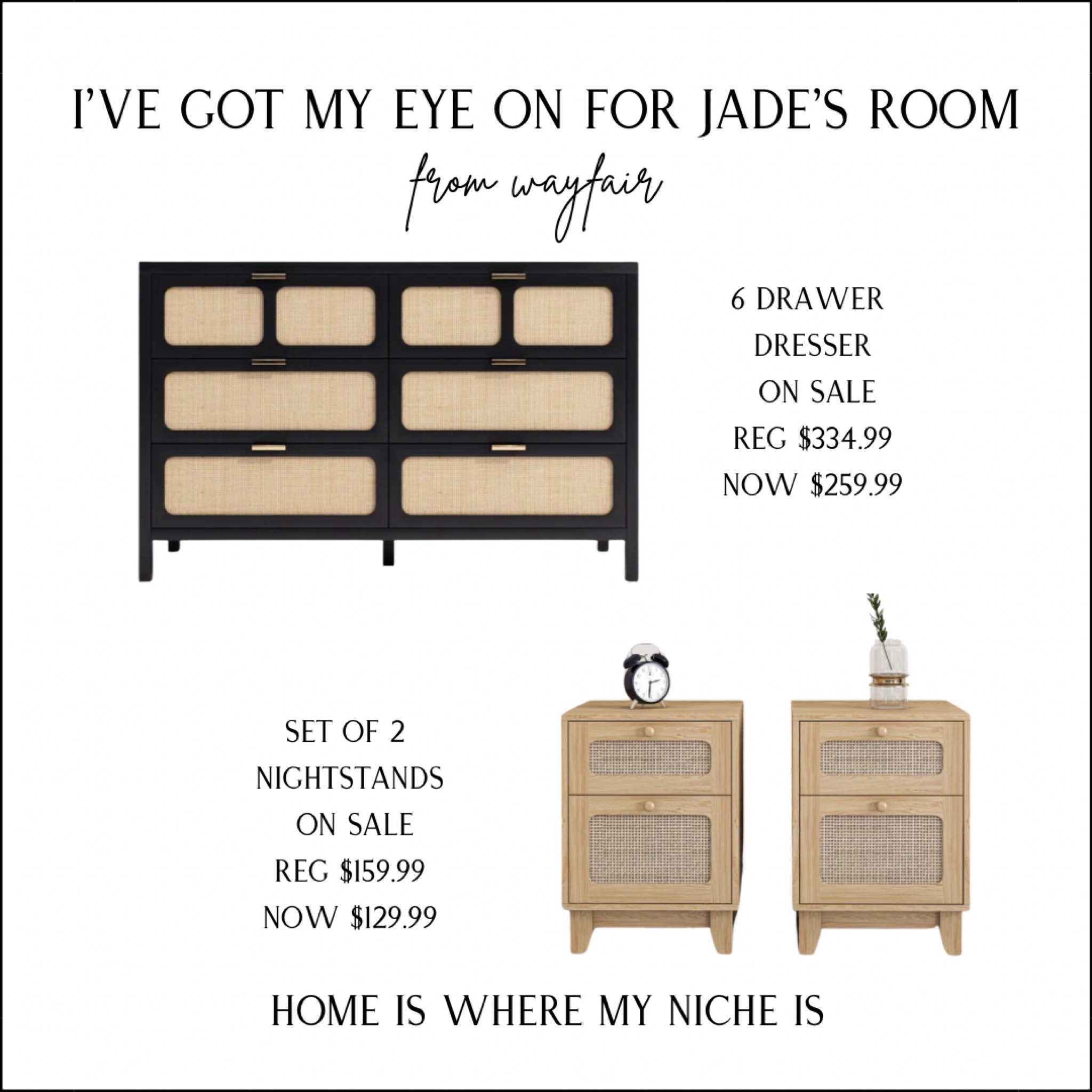 I’ve got my eye on these furniture pieces for my little girl’s bedroom make over

I had another dresser in mind, but it sold out…don’t think I’m mad about it. Just may have been meant to be. 

Wayfair | Dresser | Nightstand | Bedside Tables 

#LTKsalealert #LTKkids #LTKhome