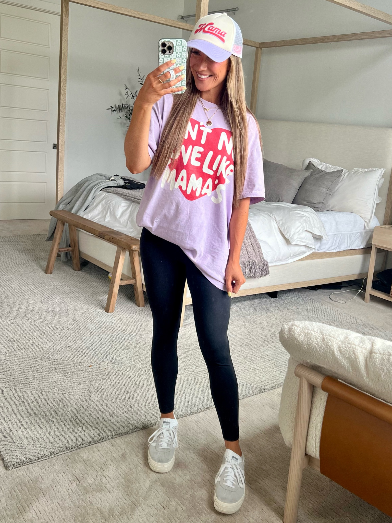 Mama Tee trucker hat wearing lg in tee 