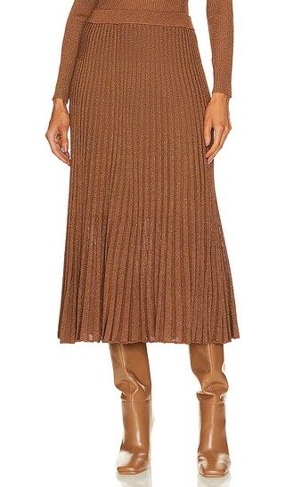 Lurex Midi Skirt in Tan | Revolve Clothing (Global)