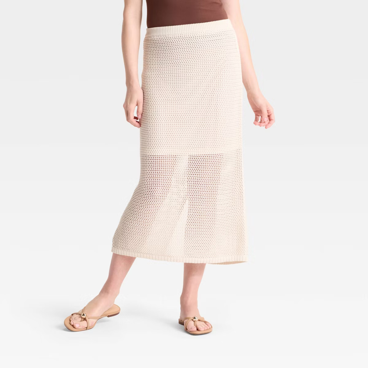 Women's Crochet-Style Pointelle Midi Sweater Skirt - A New Day™ | Target