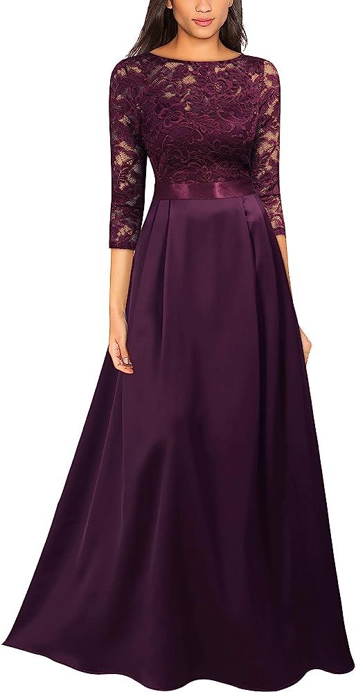 Miusol Women's Retro Style Lace Halter Ruched Wedding Maxi Dress | Amazon (US)