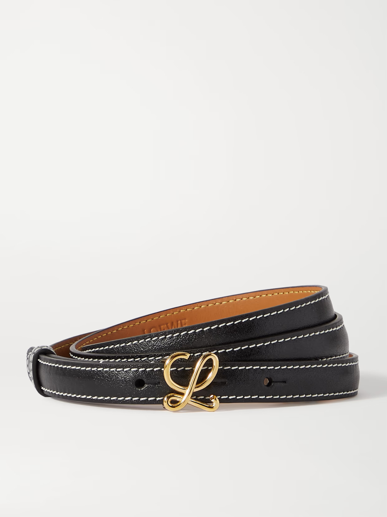 LOEWE - L Buckle Leather Belt - Black - 90 | NET-A-PORTER APAC