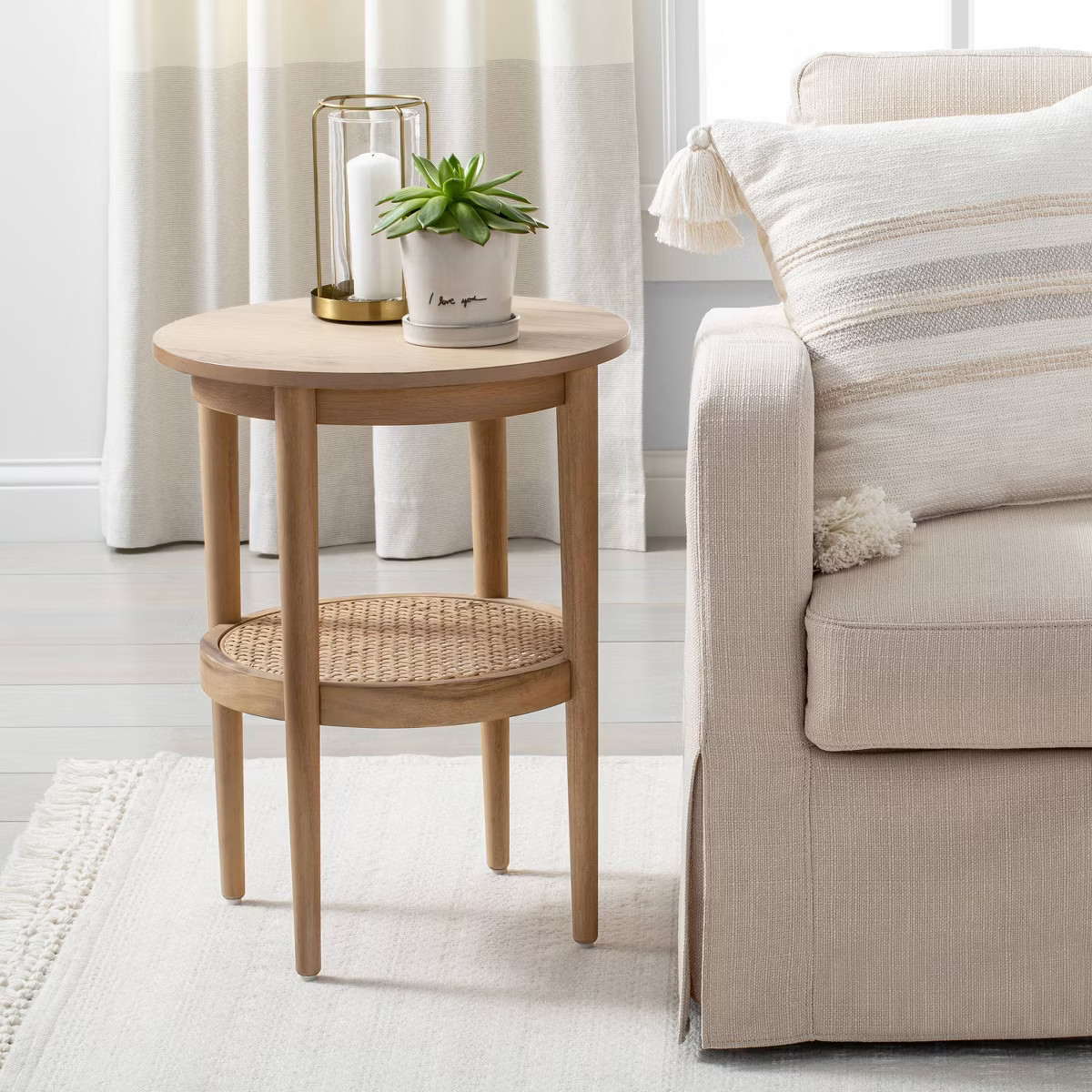 Wood & Cane Round Accent Side Table - Hearth & Hand™ with Magnolia | Target