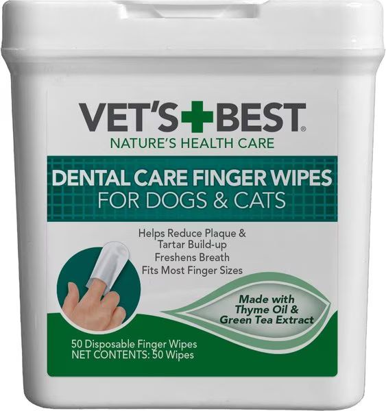 Vet's Best Dental Care Finger Wipes Dog & Cat Dental Wipes, 50 count | Chewy.com