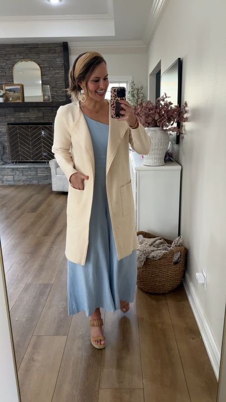 Amazon outfit for spring and summer! Love this jumpsuit and cardigan combo. And omg this sky blue is gorgeous 😍. Wearing size m in all. 

Amazon jumpsuit, romper, viral coatigan, spring outfit, fall outfit ideas, work wear, vacation 


#LTKstyletip #LTKfindsunder50 #LTKSeasonal