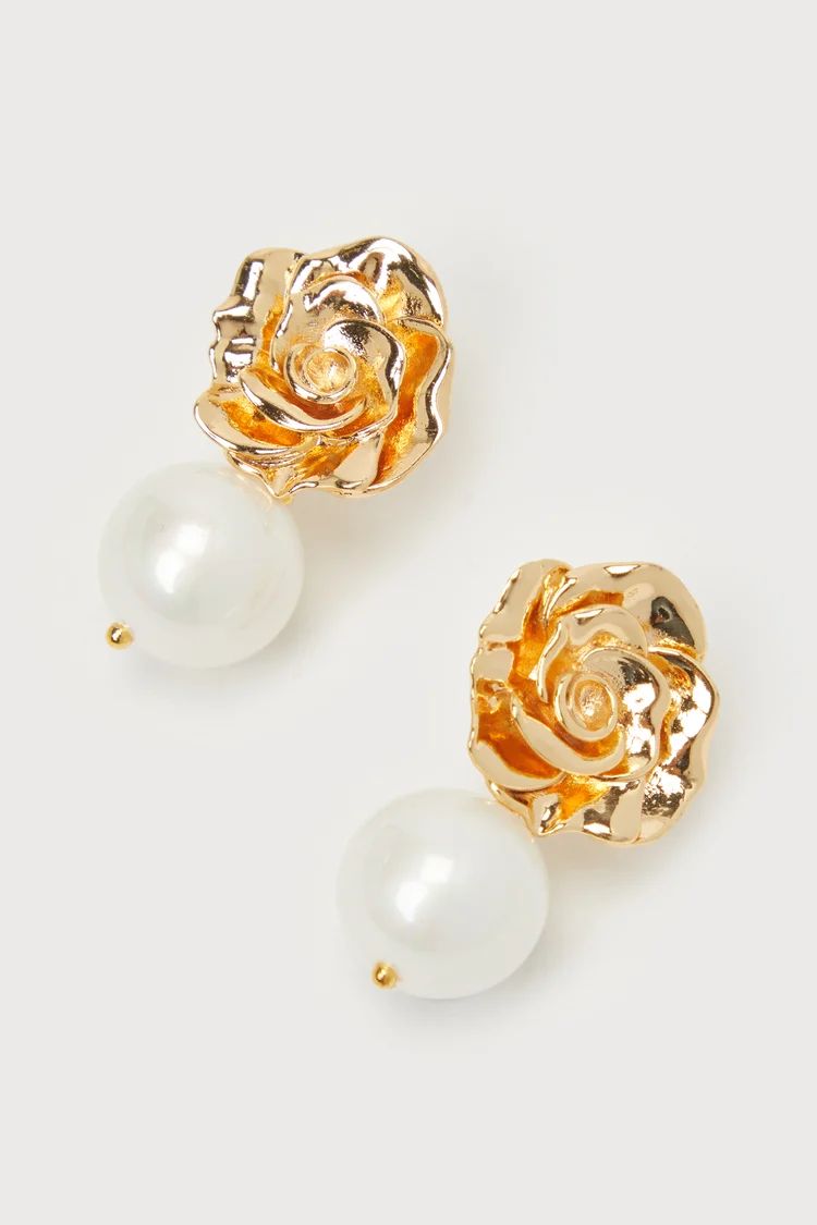 Pure Sophistication Gold Flower Pearl Earrings | Lulus