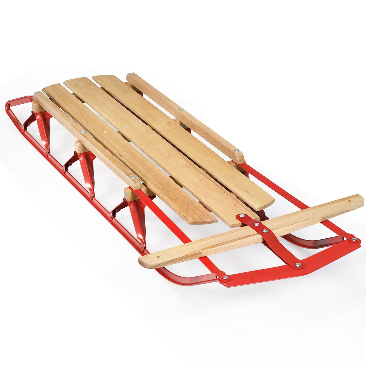 Costway 54''Kids Wooden Snow Sled Runners Steering Bar Steering Snow Slider | Target