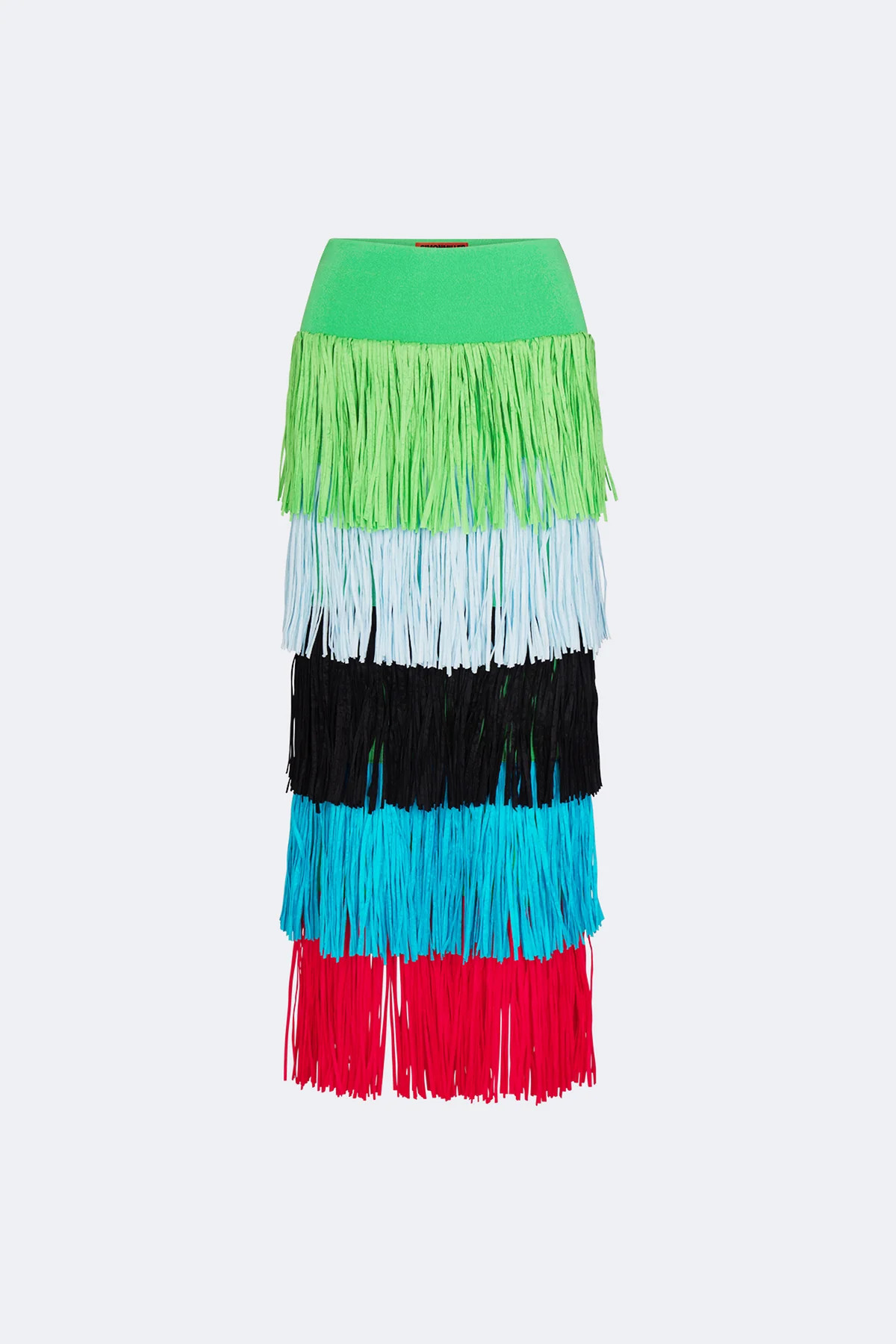 Dio Fringe Knit Skirt In Grass Green Multi | Simon Miller