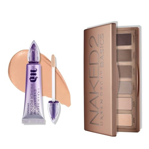 URBAN DECAY Neutral Matte Eyeshadow Bundle - Naked 2 Basics Eye Palette (Taupe & Brown Mattes) + Waterproof Eyeshadow Primer Potion Original - Crease-free Makeup Look | Amazon (US)