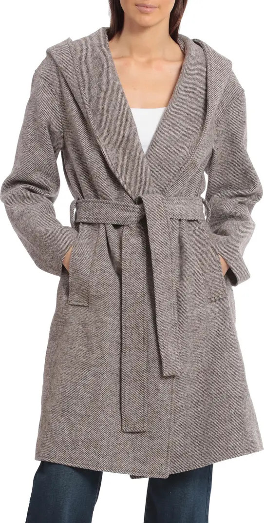Belted Hooded Twill Wrap Coat | Nordstrom