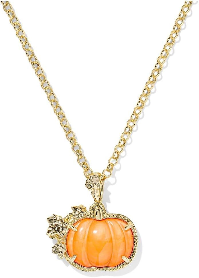 Kendra Scott Womens Pumpkin Long Pendant Necklace Gold Orange Mother Of Pearl One Size | Amazon (US)