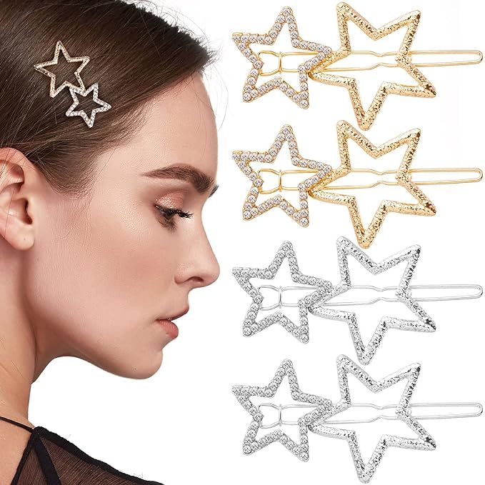 OIIKI Star Hair Clips Pins 8pcs, Star Hair Barrettes Elegant Metal Hair Clips Rhinestone Hairpin,... | Amazon (US)