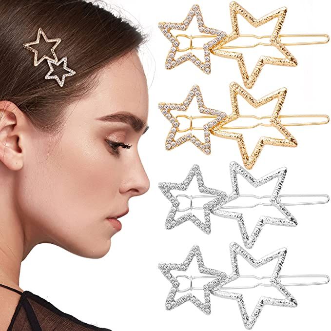 OIIKI Star Hair Clips Pins 8pcs, Star Hair Barrettes Elegant Metal Hair Clips Rhinestone Hairpin,... | Amazon (US)