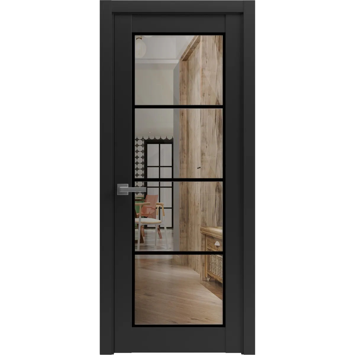 SARTODOORS Solid Interior Door 32 x 84 inches - Lucia 2466 Matte Black Clear Glass - Panel Frame Trims Handle - | LUC2466IDBLK3284 | Lowe's