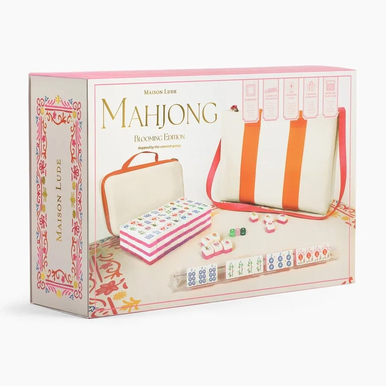 Deluxe Acrylic Mahjong Starter Kit, Blooming Style, 160 Tiles with Racks, Mat, & Vegan Leather Ca... | Walmart (US)
