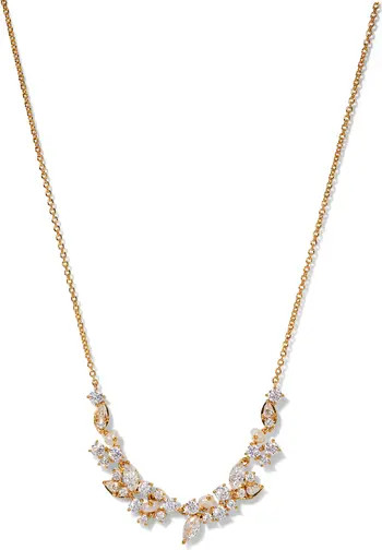 Ravish Laurel Cubic Zirconia & Cultured Pearl Frontal Necklace | Nordstrom
