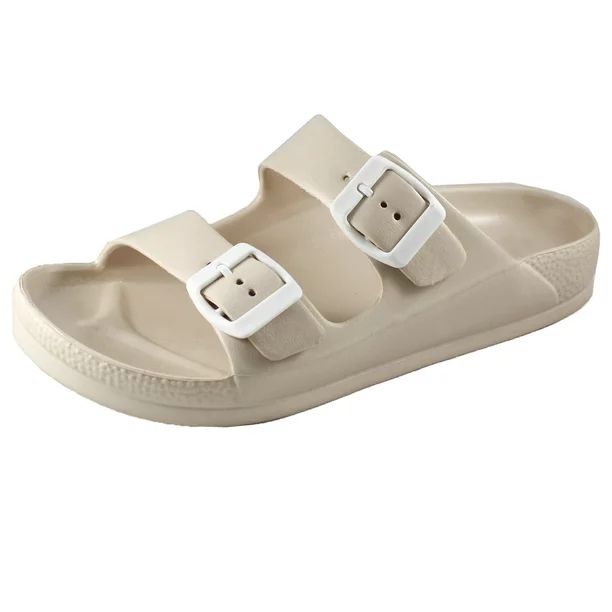 Women's Lightweight Comfort Soft Slides EVA Adjustable Double Buckle Flat Sandals (FREE SHIPPING) | Walmart (US)