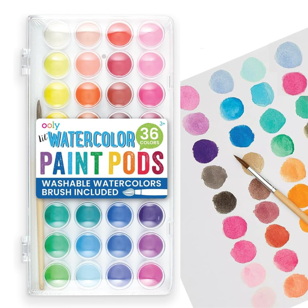 Ooly Lil' Watercolor Washable Paint Pods Set with Brush, Easter Activities for Kids, 36 colors & ... | Amazon (US)