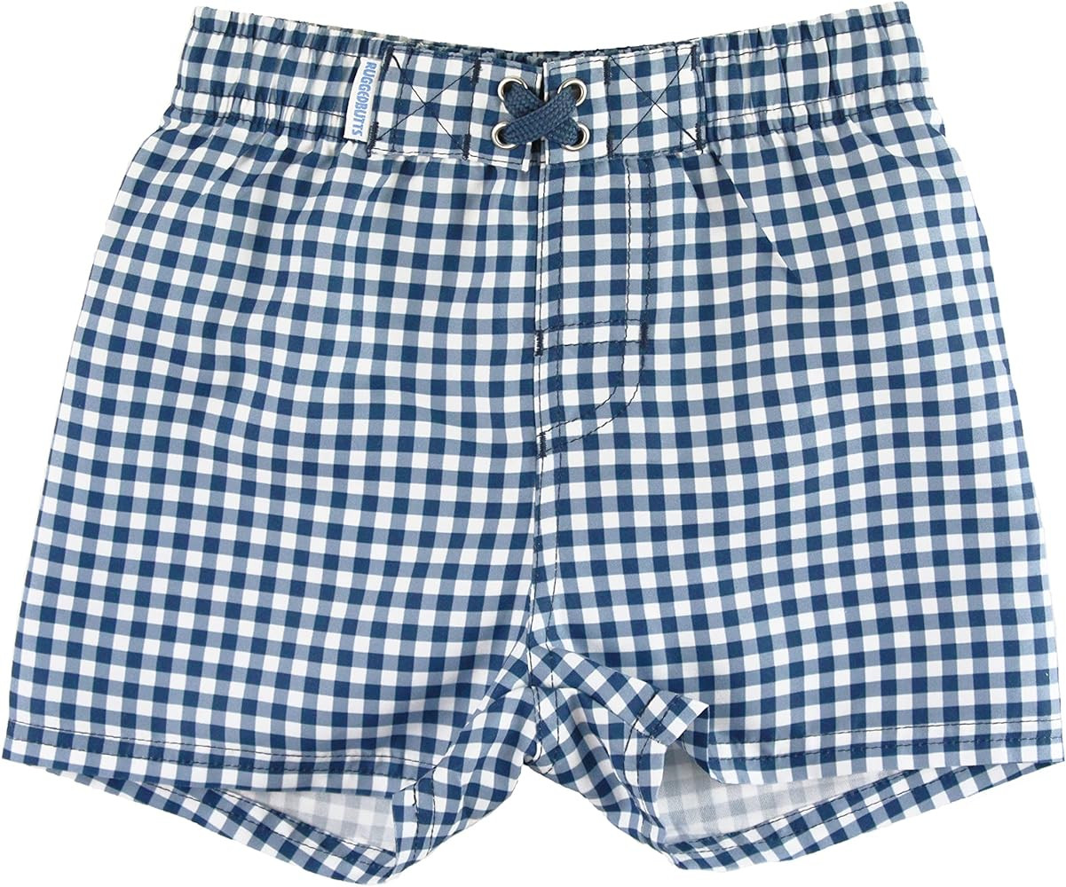 RUGGEDBUTTS Boys UPF50+ Sun Protection Gingham Swim Trunks | Amazon (US)