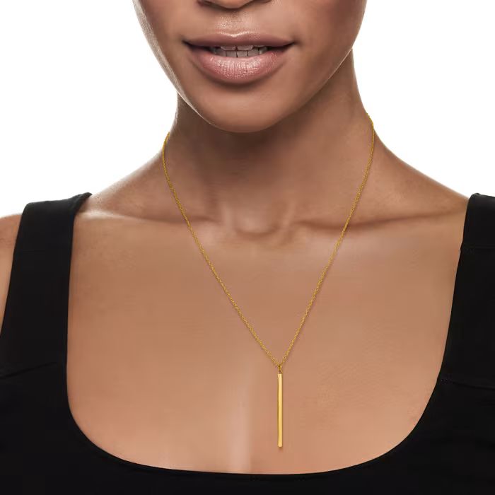 14kt Yellow Gold Vertical Bar Pendant Necklace. 18" | Ross-Simons