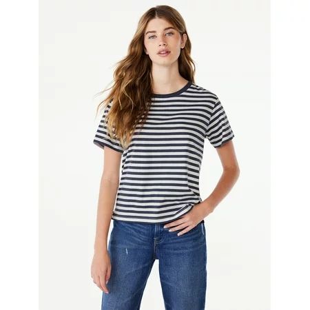Free Assembly Women s Crop Box Tee with Short Sleeves Sizes XS-XXL | Walmart (US)