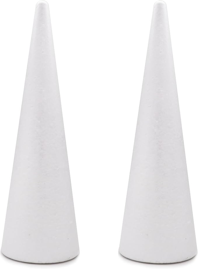 Crafare 2 Pack Foam Cones for Crafts 4.56x15.7 Inch Polystyrene Large Christmas Tree Foam Cones f... | Amazon (US)