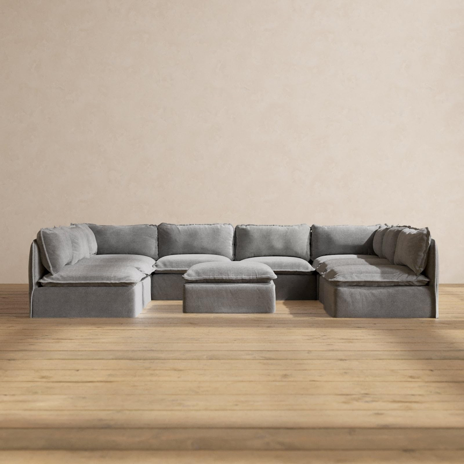 Anabei Modular Washable 8-Seater Open-Ends U-Sectional + Ottoman in Ash | Deluxe+ Seat | Cloud Pi... | Amazon (US)