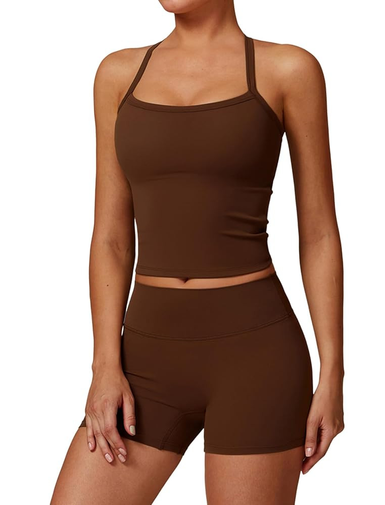 Two Piece Workout Sets For Women Tank Top Matching High Waist Booty Lifting Shorts Gym Yoga Activ... | Amazon (US)