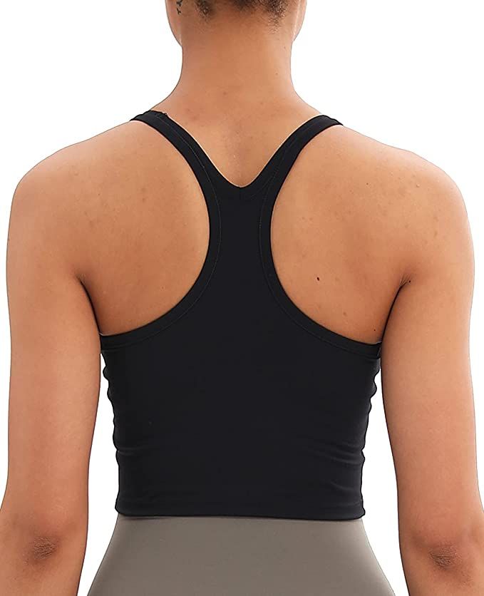 Lavento Women's Racerback Sports Bra Yoga Crop Top with Built in Bra | Amazon (US)
