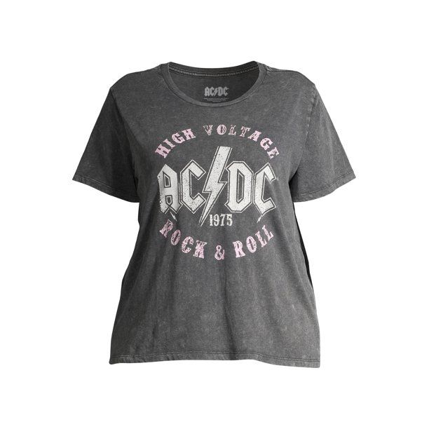 Gray by Grayson Social Women's Plus Size AC/DC High Voltage Graphic T-Shirt with Short Sleeves | Walmart (US)