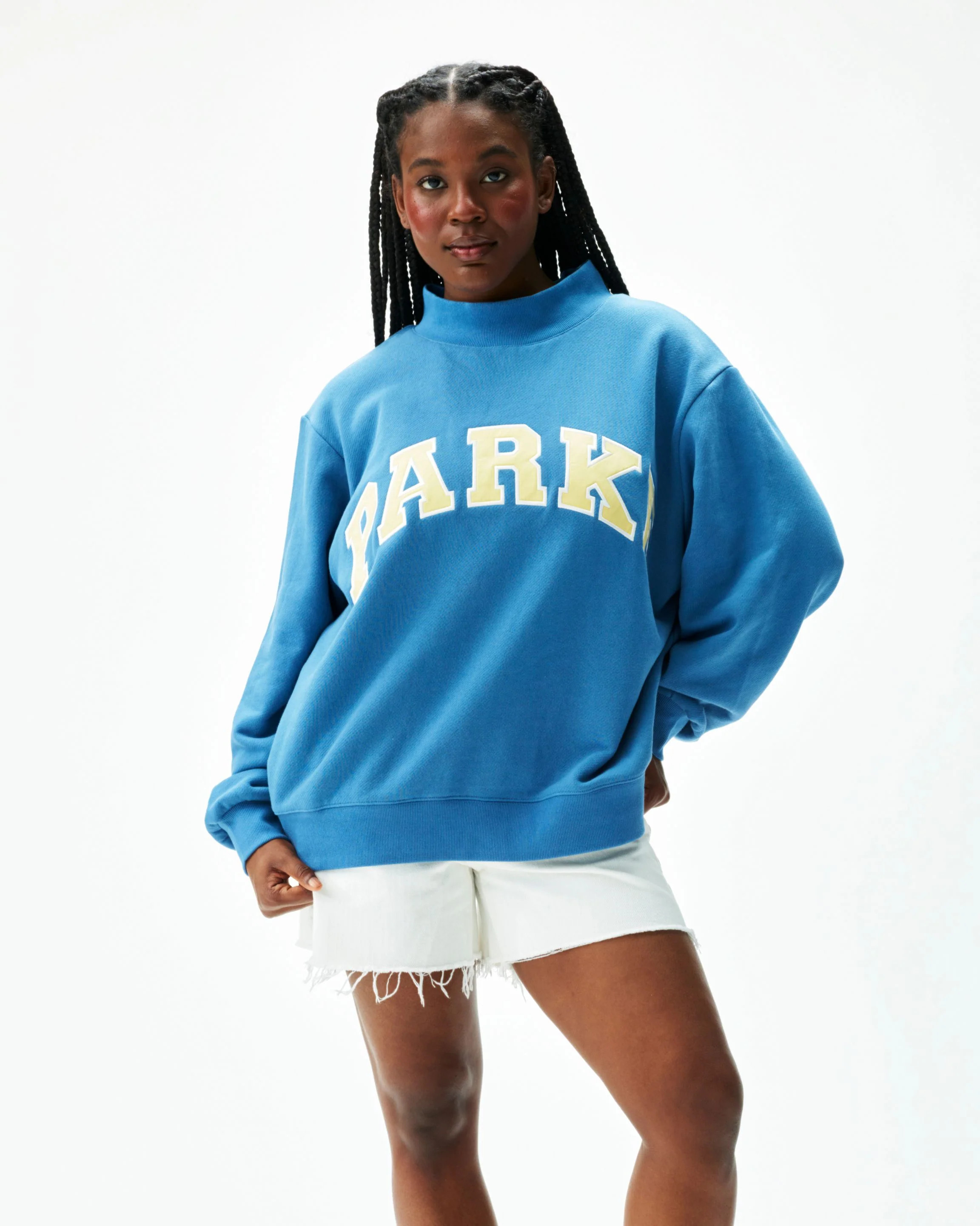 Varsity Mockneck - Washed Indigo + Peel | Parke