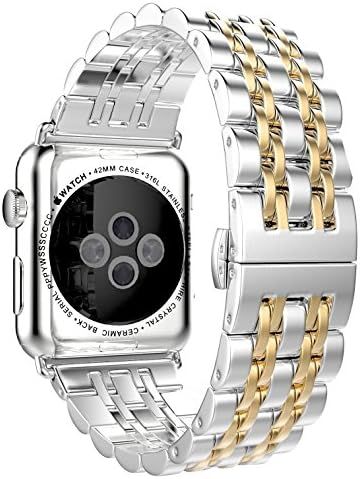 HUANLONG Compatible with Apple Watch Band, Solid Stainless Steel Metal Replacement Watchband Brac... | Amazon (US)