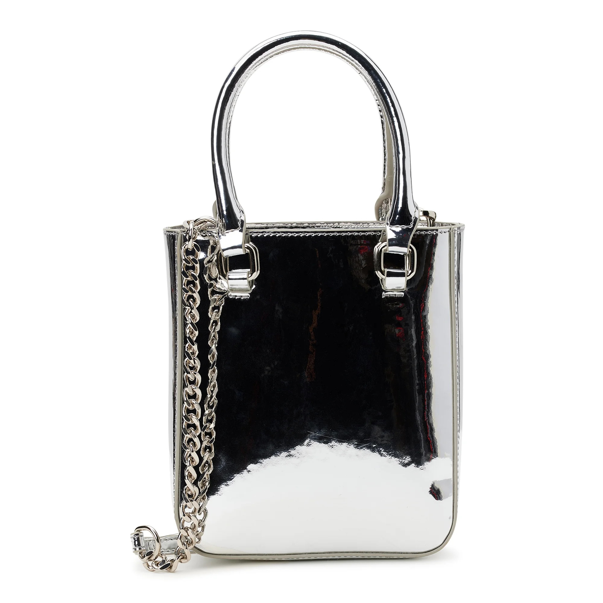 No Boundaries Women's Contemporary Tote Crossbody Handbag, Silver Mirror | Walmart (US)