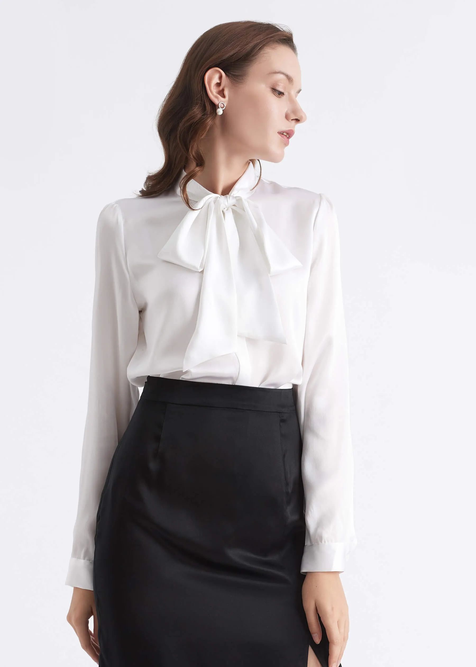 Bow-tie Neck Silk Blouse | LilySilk