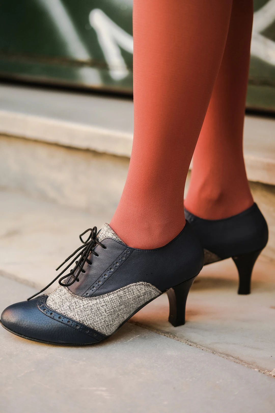 Handmade Oxford Shoes Custom Mid Heel Shoes Retro Oxford Shoes Heeled Dress Shoes - Etsy UK | Etsy (UK)